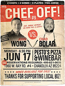 Post image for Tonight: John Wong & Chad Bolar vie in Chef Off! at Pesto’s in Chandler