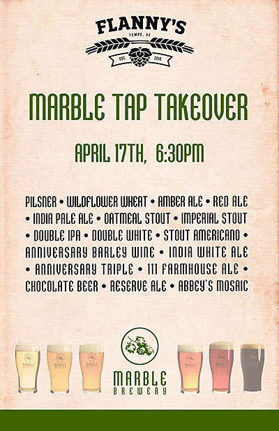 Post image for Thursday: Marble Brewery tap takeover at Flanny’s