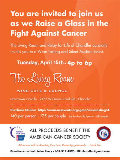 Post image for Tuesday: Drink wine, fight cancer at The Living Room
