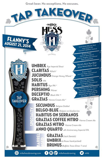 Post image for Thursday: Hess beers to be featured at monthly tap takeover at Flanny’s in Tempe