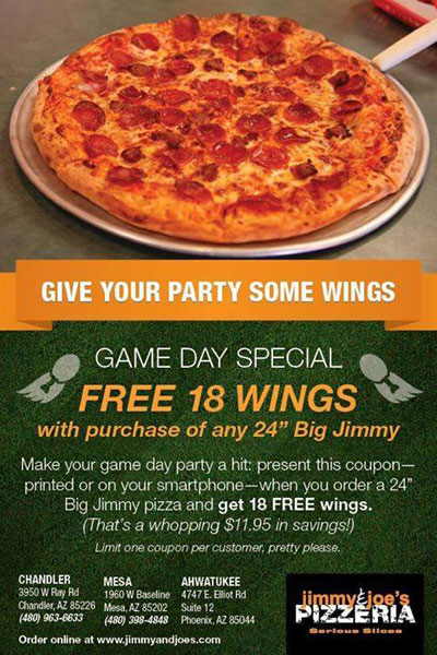 Post image for Jimmy & Joe’s kicks off college football season with 4-day wing special