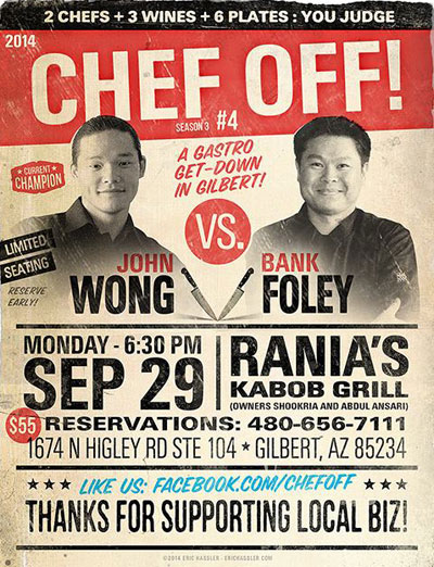 Post image for John Wong & Bank Foley to square off in latest Chef Off at Rania’s Kabob Grill Monday