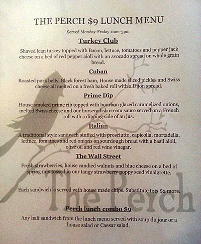 Post image for The Perch in Chandler has a new $9 lunch menu…
