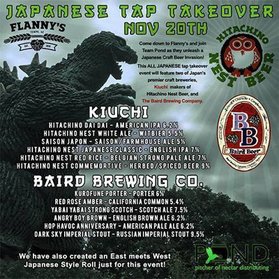Post image for Tonight: Japanese beer tap takeover at Flanny’s in Tempe