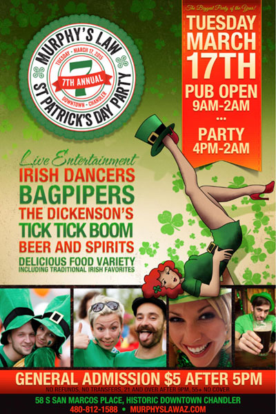 Post image for Murphy’s Law in Chander to celebrate St. Patrick’s Day with indoor/outdoor event