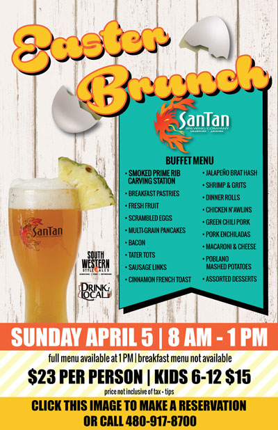 Post image for SanTan Brewing to offer special Easter brunch buffet from 8 a.m.-1 p.m. Sunday