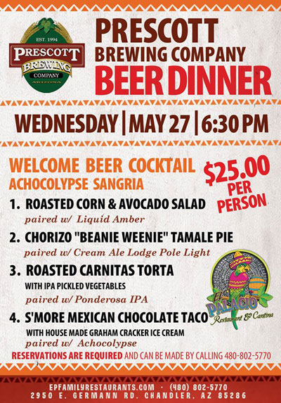 Post image for El Palacio to host Prescott Brewing beer dinner Wednesday