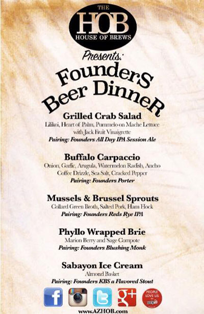 Post image for Tonight: Founders beer dinner at House of Brews in Gilbert