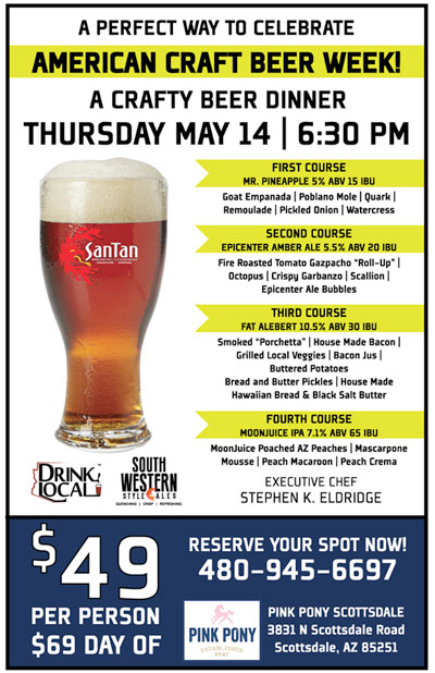 Post image for SanTan Brewing pairs up with Pink Pony for May 14 beer dinner in Scottsdale