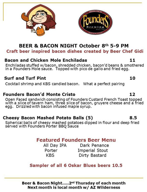 Post image for Tonight: Hungry Monkâ€™s monthly Beer & Bacon Night to feature Founders ales