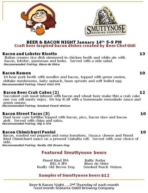 Post image for Thursday: Beer & Bacon Night with Smuttynose at The Hungry Monk in Chandler